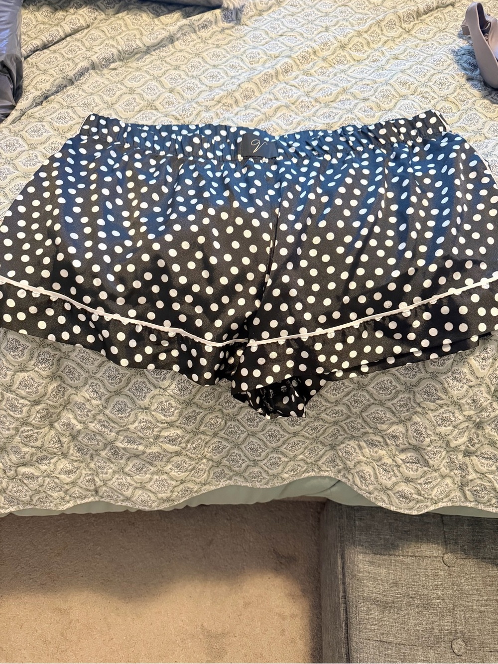 Victoria's Secret Black and White Polka Dot Satin Sleep Shorts